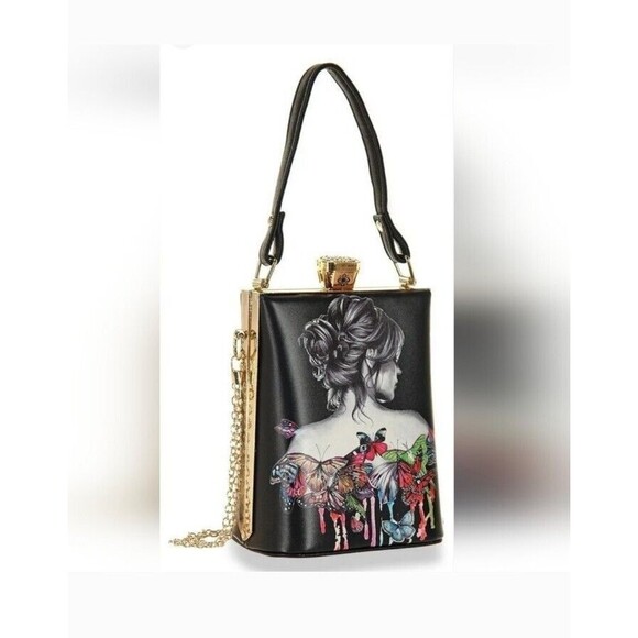 Butterfly Girl Flowers Evening Purse Party Clutch - Picture 1 of 8